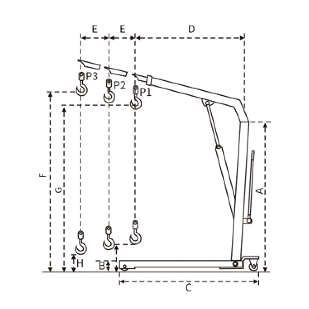 YIK Heavy Duty sammenleggbar Euro Shop Crane